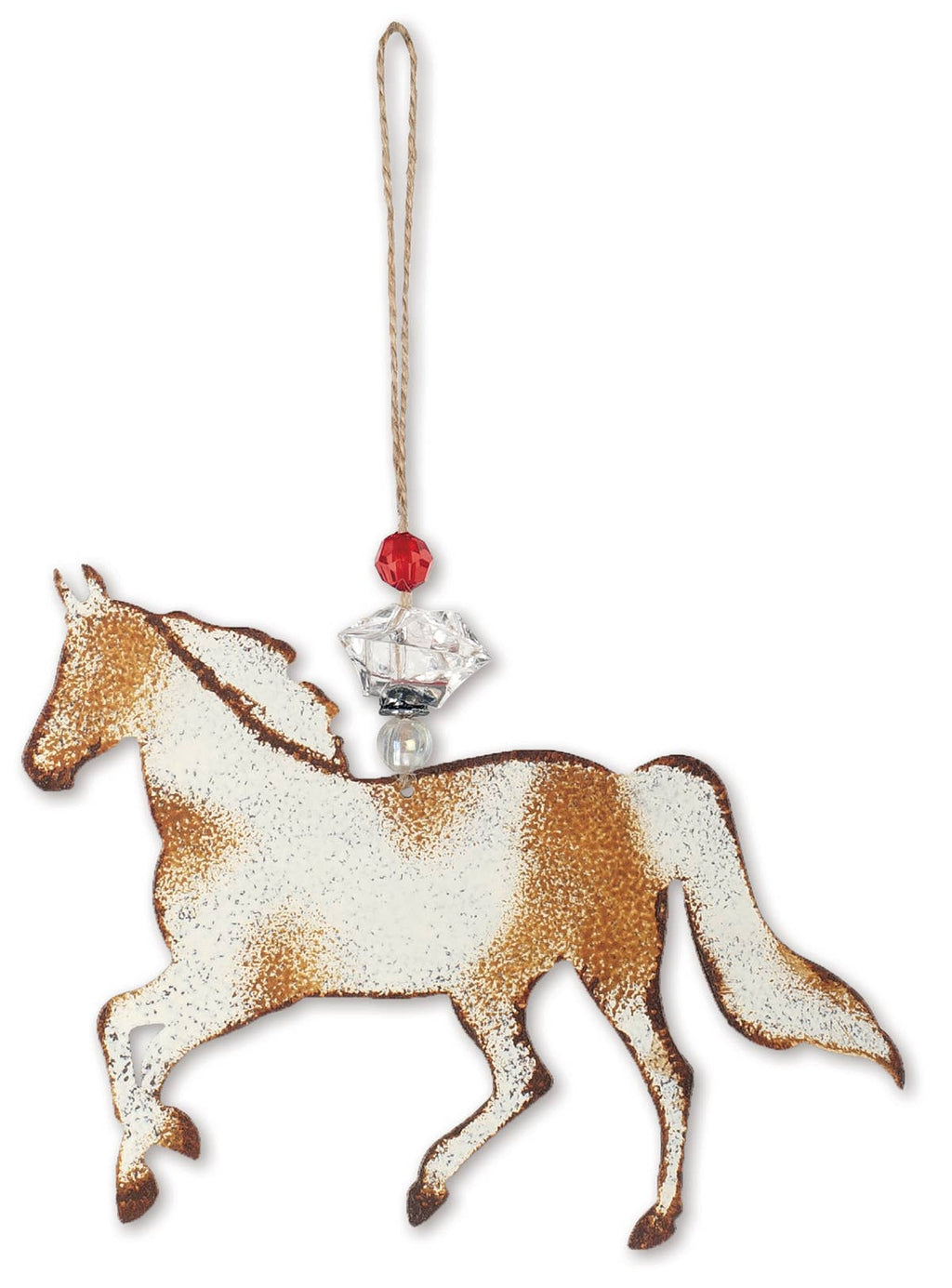 Decorative horse ornament with a red gem and clear crystal