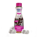 Bottle of Skinny Mixes Marshmallow Sauce with marshmallows on a white background