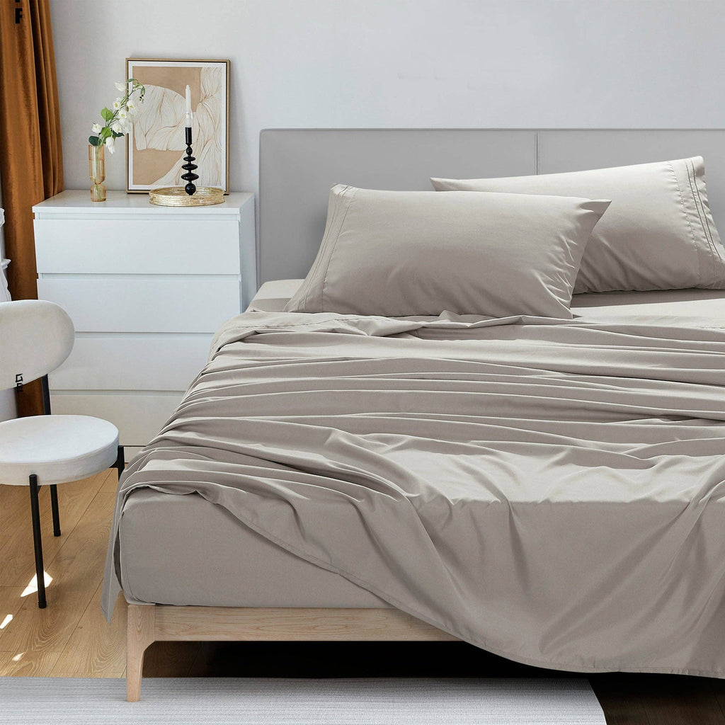 Soft Microfiber Deep Pocket Bed Sheets - 4 Piece Set- Taupe Color