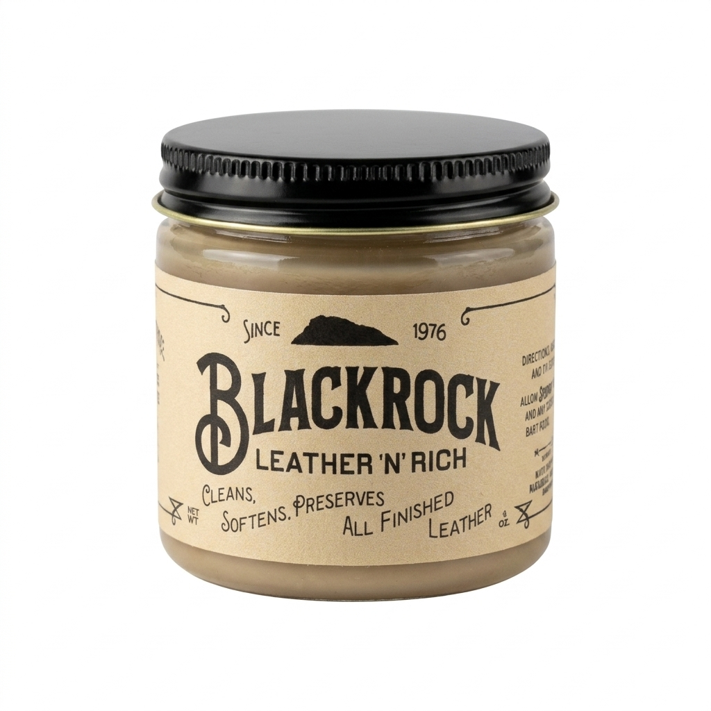 Jar of Blackrock Leather N' Rich.