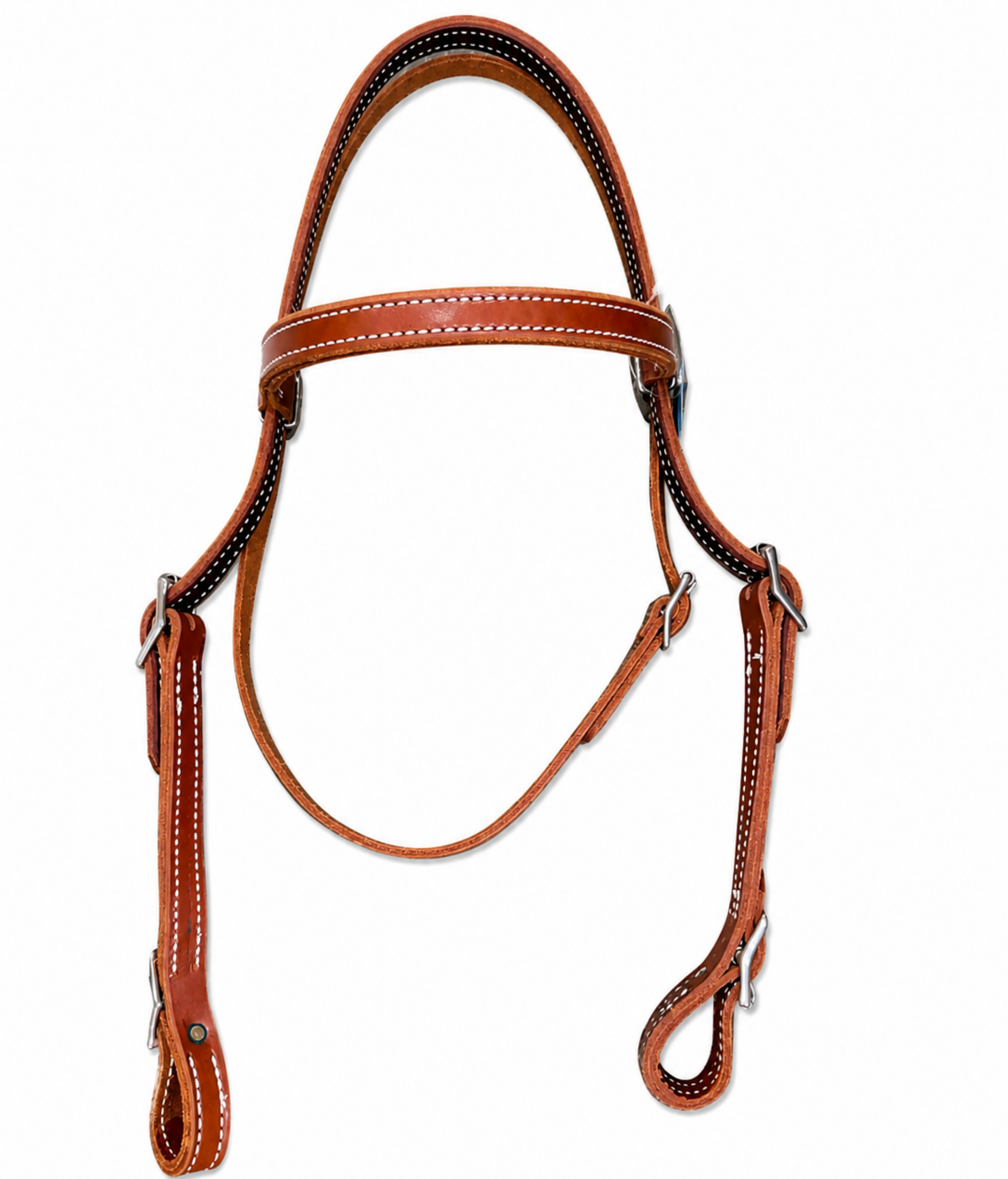 Leather browband headstall with quick change buckles