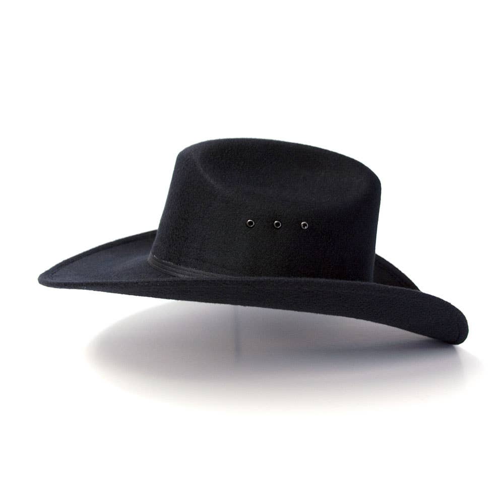 Black Felt Finish Western Cattleman Hat with Black Hat Band