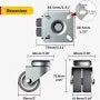 Showing the measurements of the casters.
