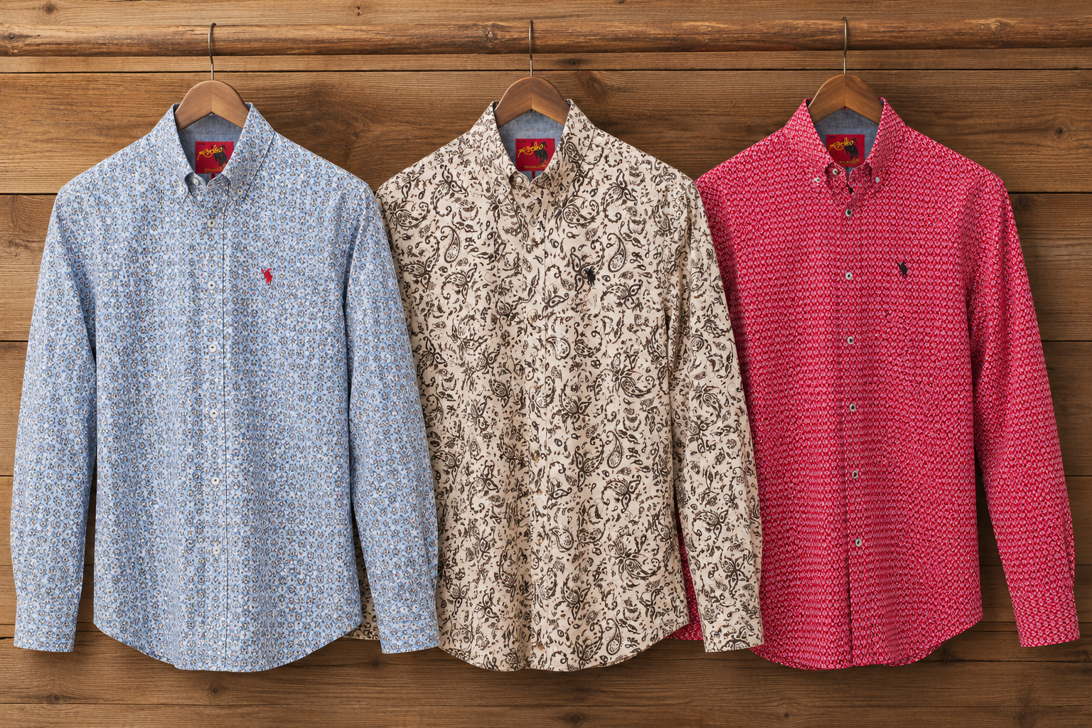 Men's western long sleeve shirts available in 3 color patterns