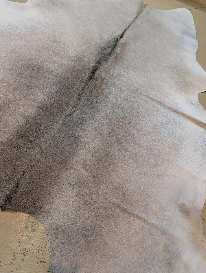 Cowhide named Buster showing the close up view of the color shades and texture.