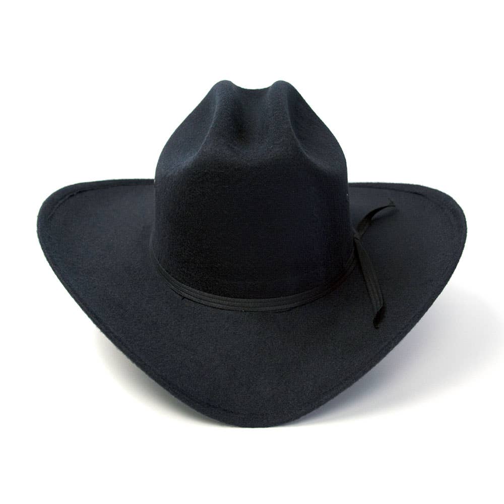 Black Felt Finish Western Cattleman Hat with Black Hat Band