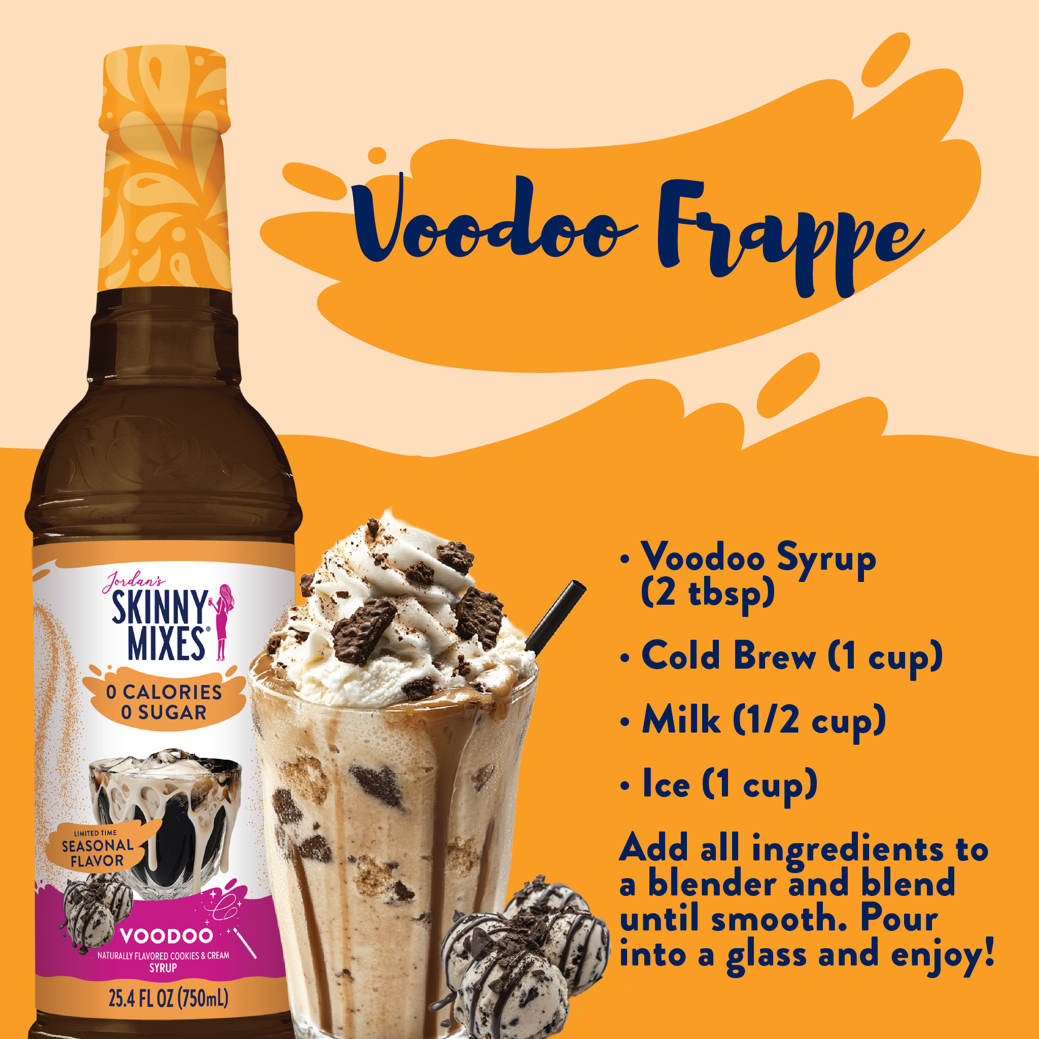 Jordan's Skinny Mix New Sugar Free Voodoo Syrup 