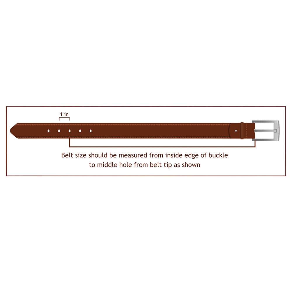 Brown belt with measurement guide on a white background