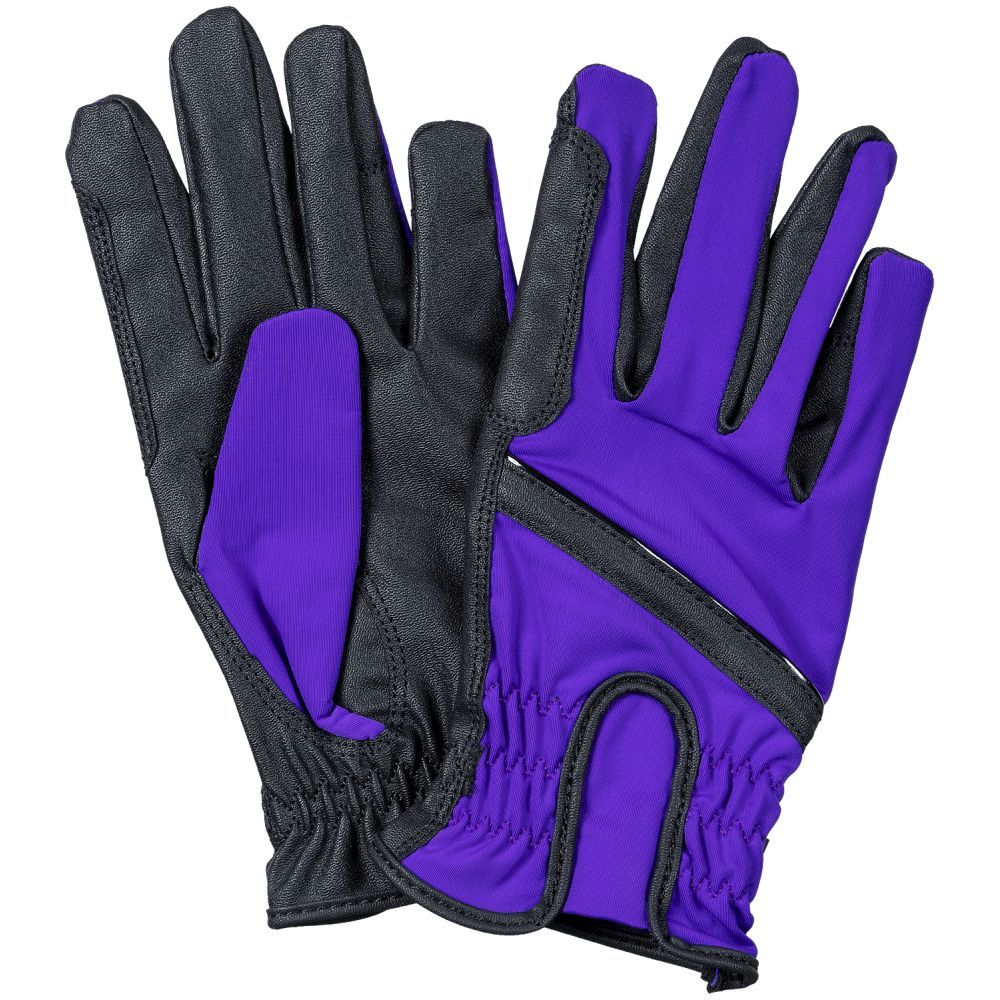 Equitare purple riding glove with black accents and palm