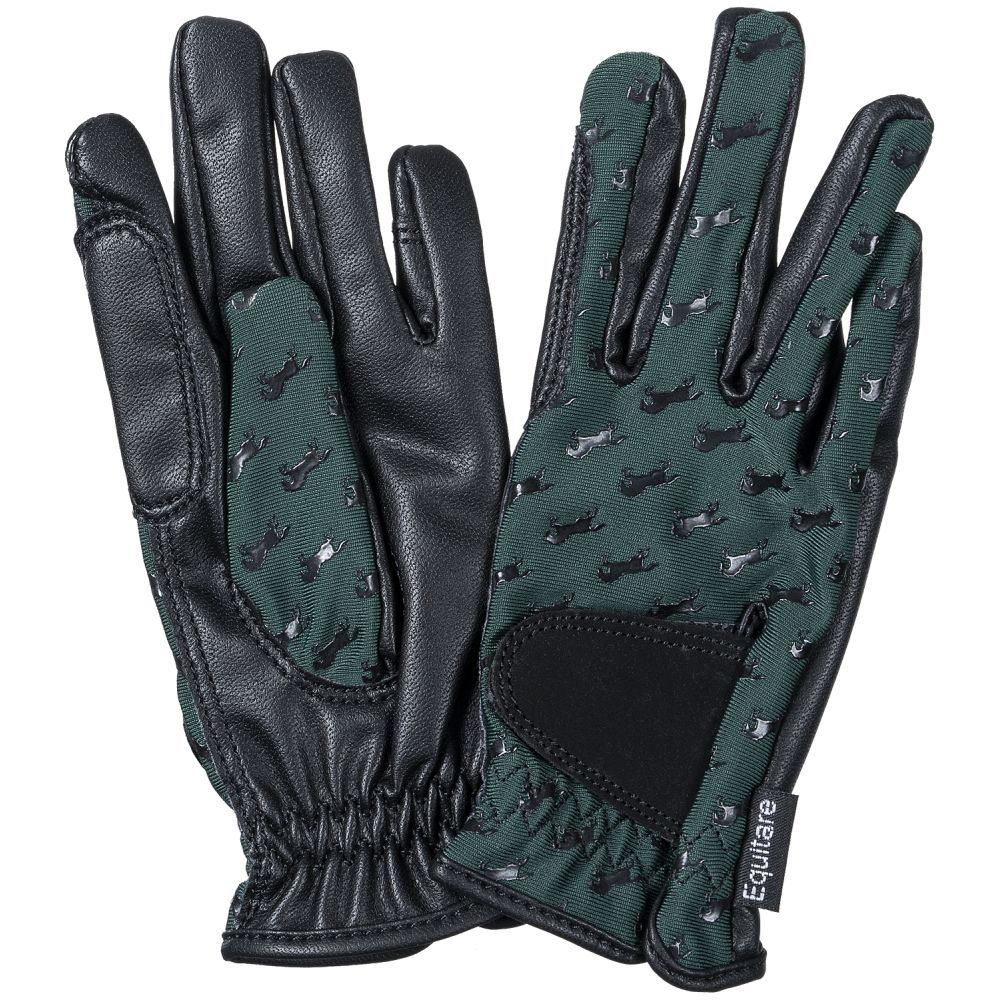 Youth Riding gloves in hunter green black accents. 