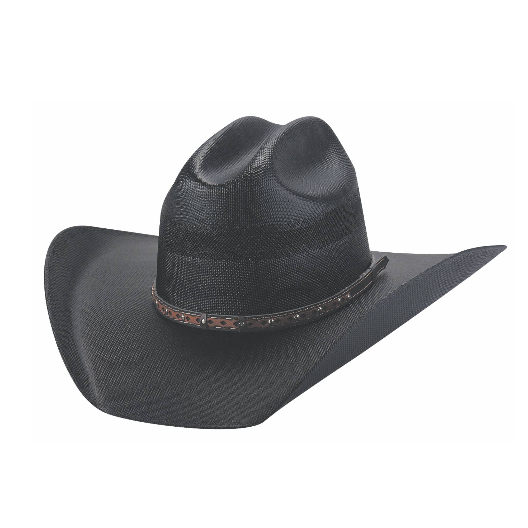Black Straw Cowboy Hat with Studded Hat Band