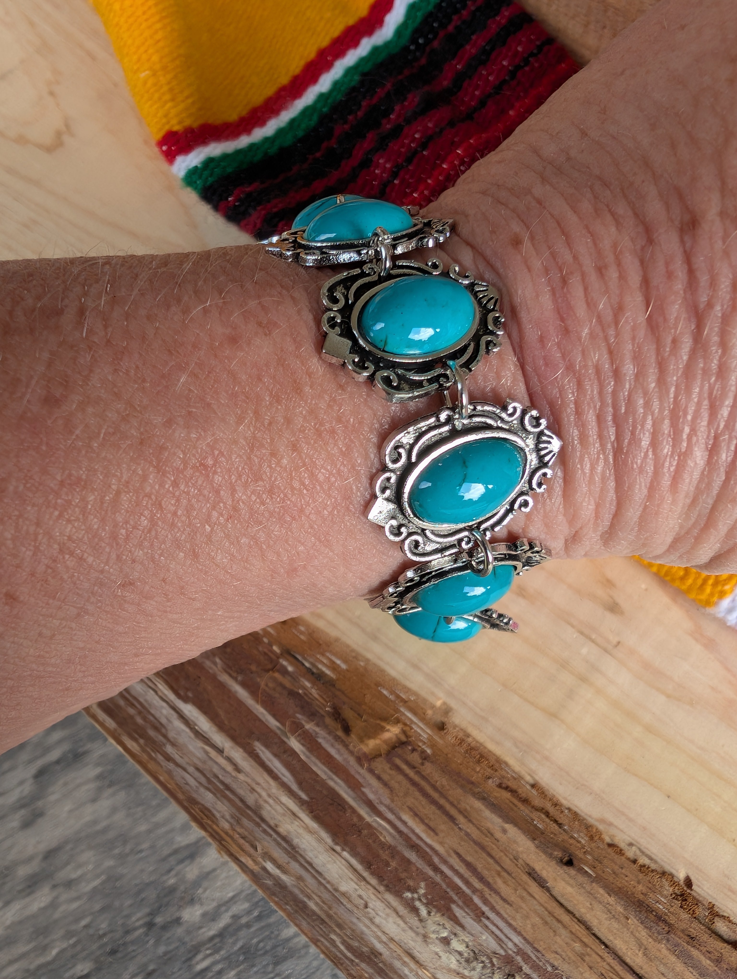 Southwest-inspired boho bracelet in rustic turquoise style