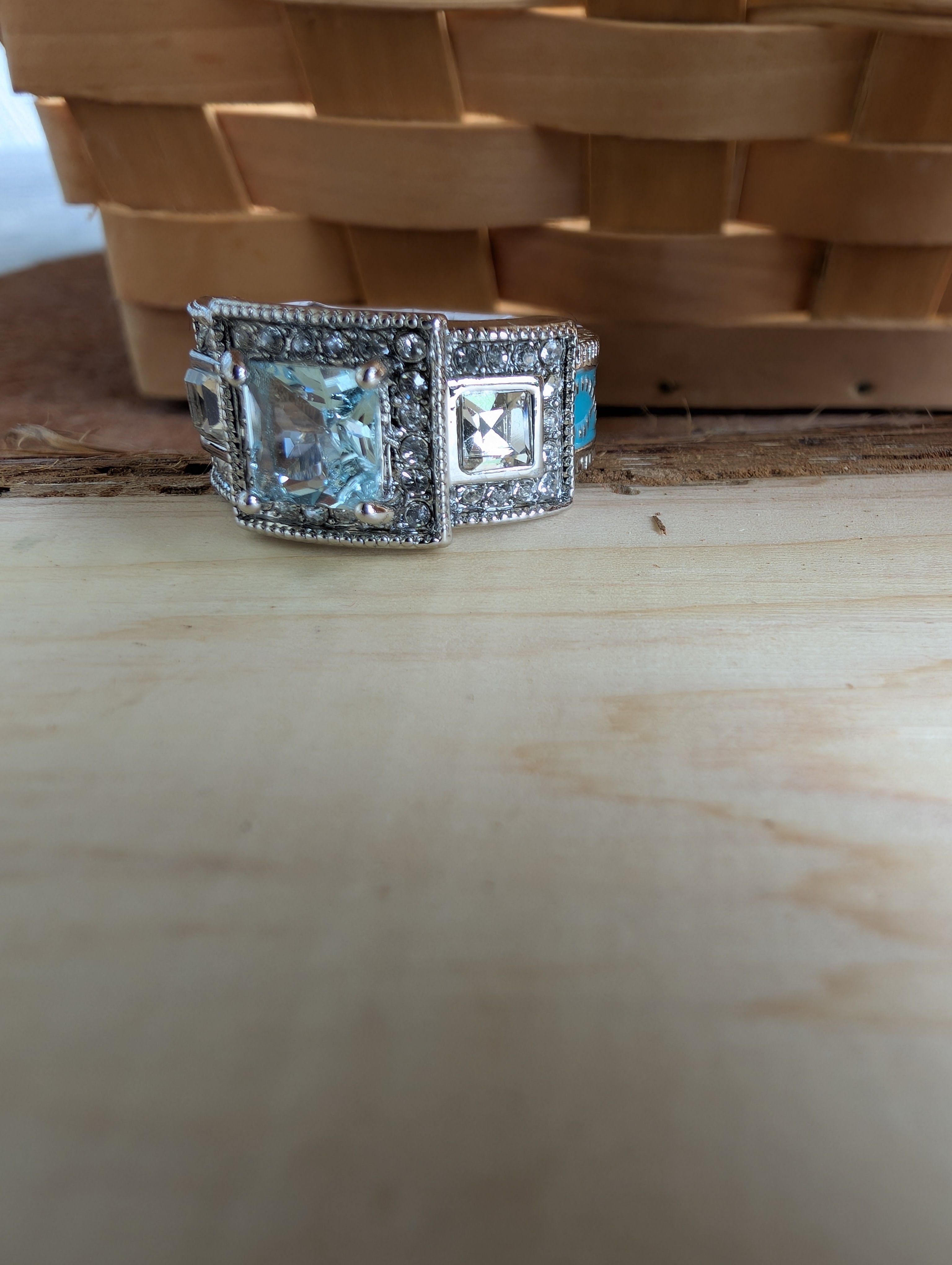 Close-up of faux zirconia ring for everyday wear