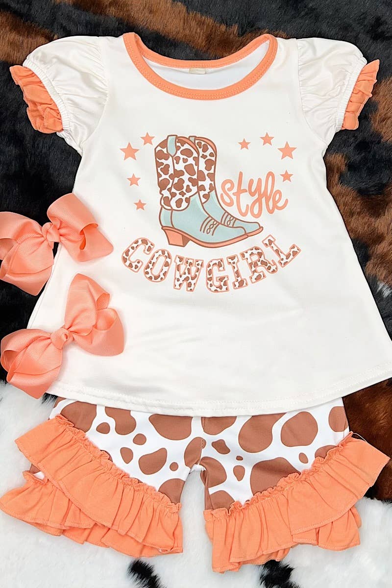 STYLE COWGIRL" PRINTED TOP W/ MATCHING SHORTS