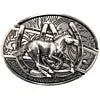 Silver Running Horse Belt Buckle with Folding Knife