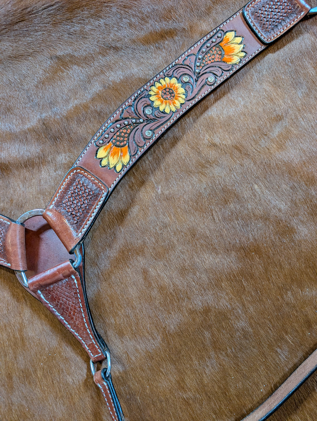 Tooled with hand painted sunflowers