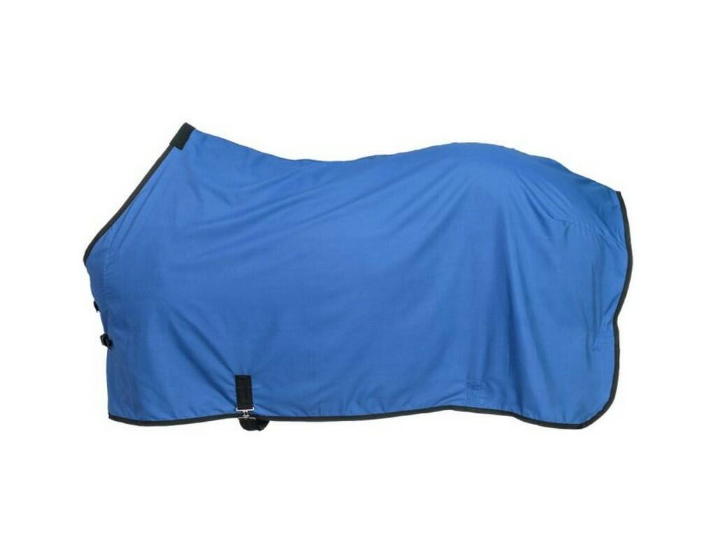 stable sheet in blue with adjustable leg straps 
