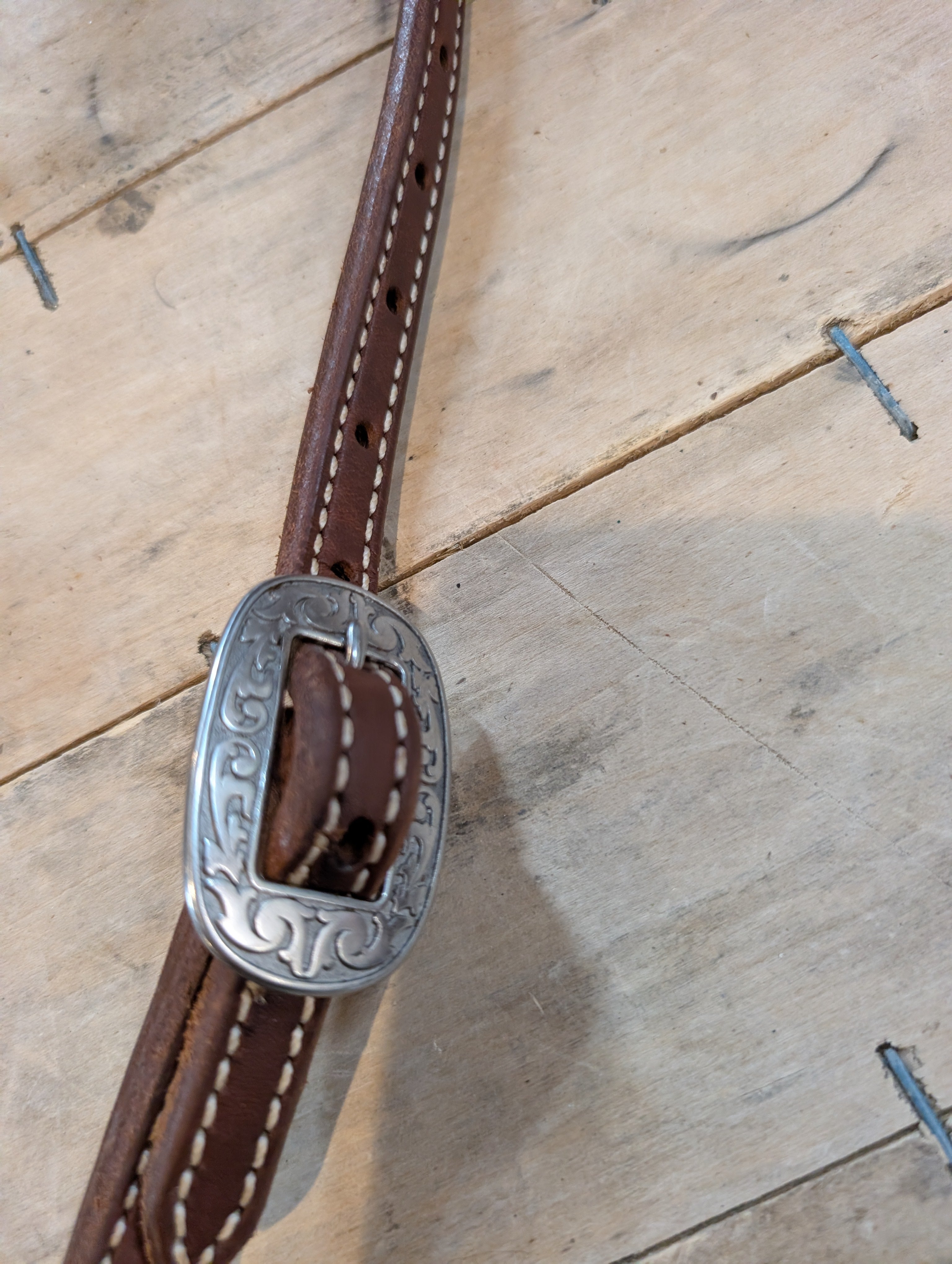 Horse shoe buckles on headstall