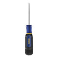 IRWIN Demolition Scratch Awl with steel strike cap and ergonomic blue and black handle on a white background.