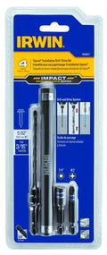 IRWIN Tapcon Impact Drilled Bit Set in its original blue and yellow retail blister packaging, containing four 3/16-inch drill bits.