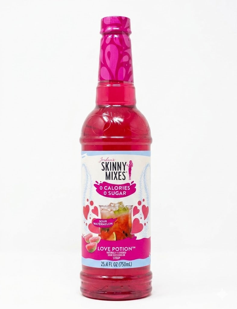 Bottle of Jordan's Skinny Mixes Love Potion syrup 