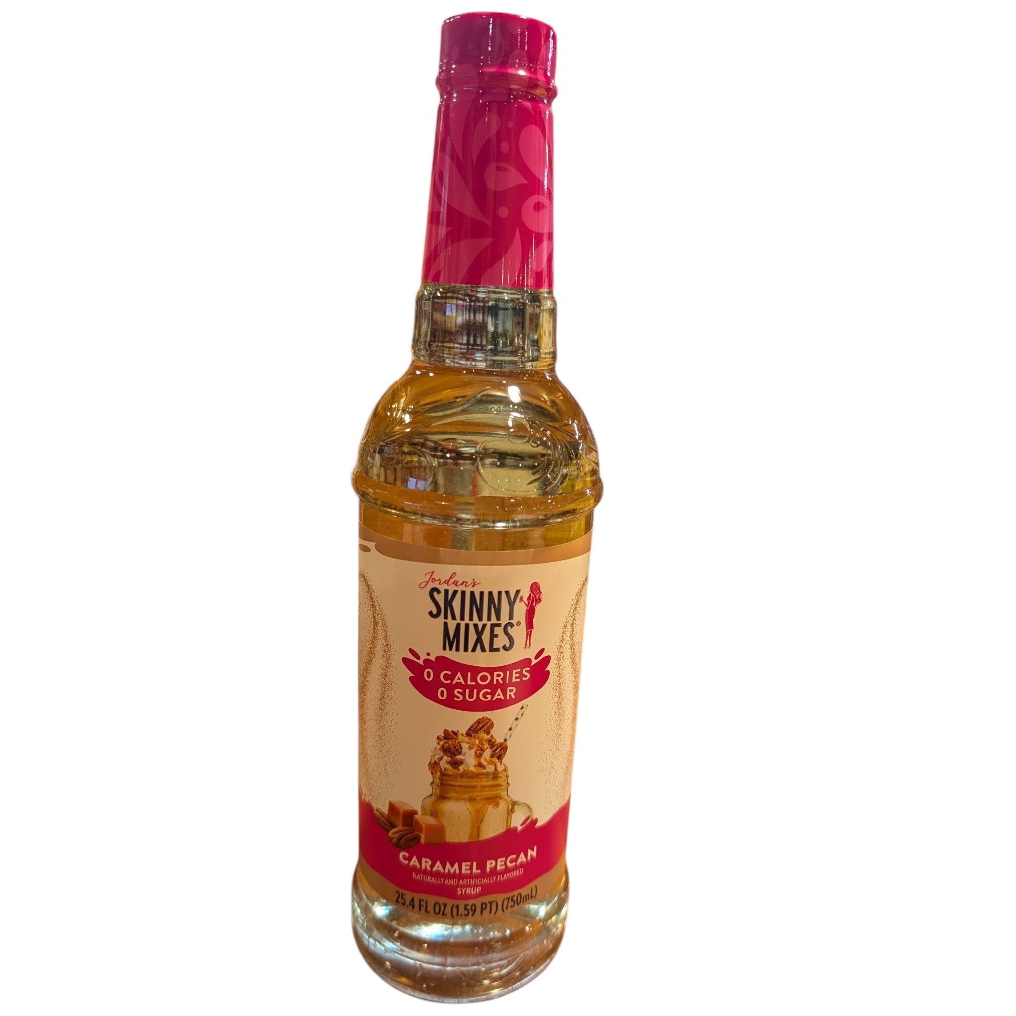 A bottle of 750mL Jordan's Skinny Mixes Caramel Pecan