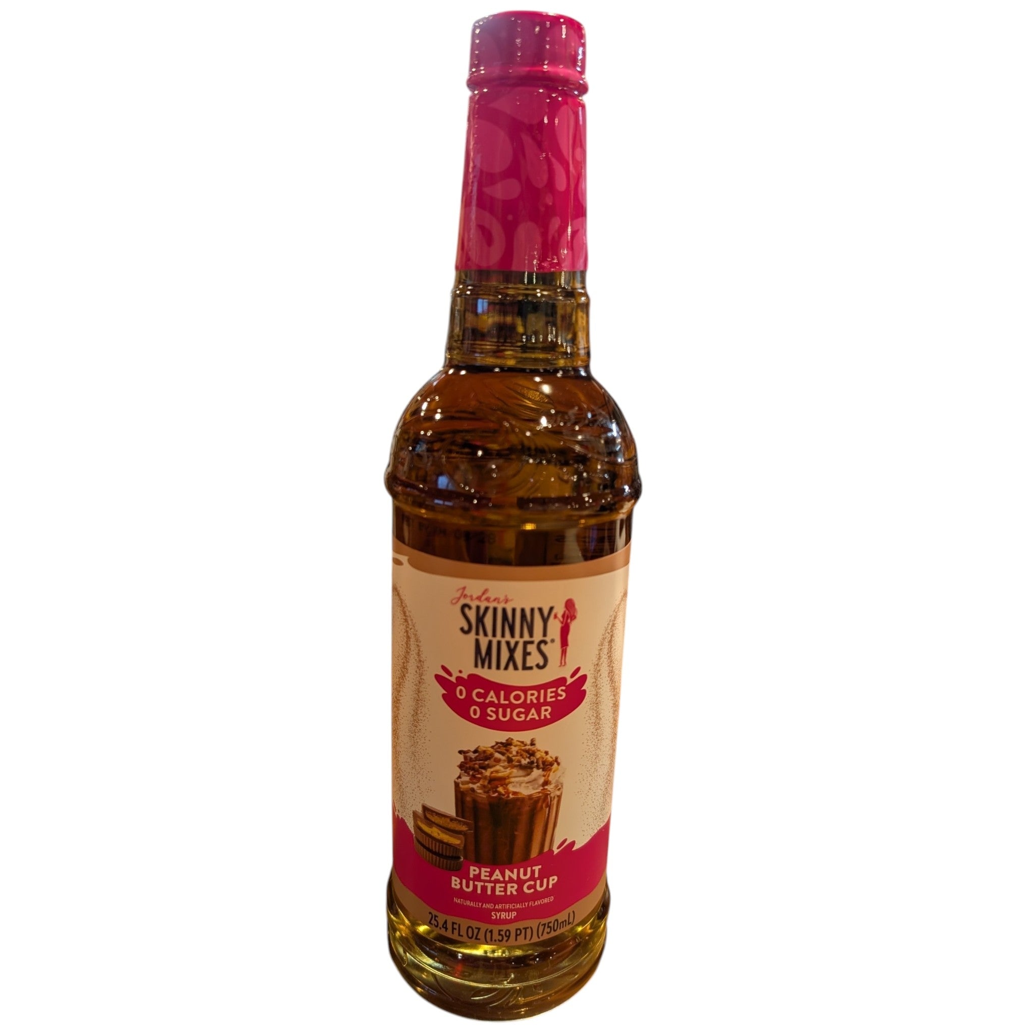 A bottle of Jordan's Skinny Mixes Peanut butter cup - 750mL