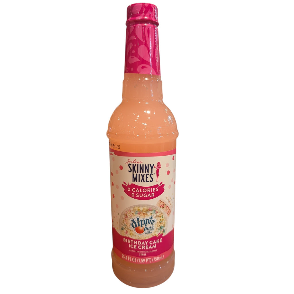 A bottle of Jordan's Skinny Mix Dippin Dots Ice Cream Birthday Cake Ice Cream 750ml 