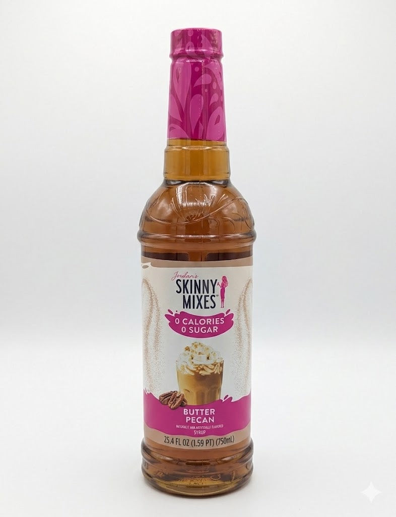 Jordan's Skinny Mixes Butter Pecan syrup in a 750ml bottle