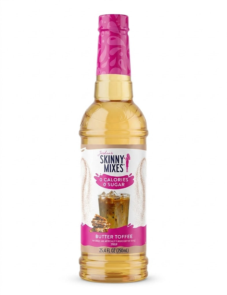Bottle of Skinny Mixes Butter Toffee syrup in a 750ml bottle