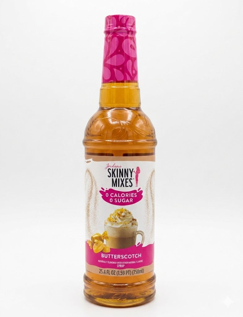 Bottle of Skinny Mixes Butterscotch syrup in a 750ml bottle