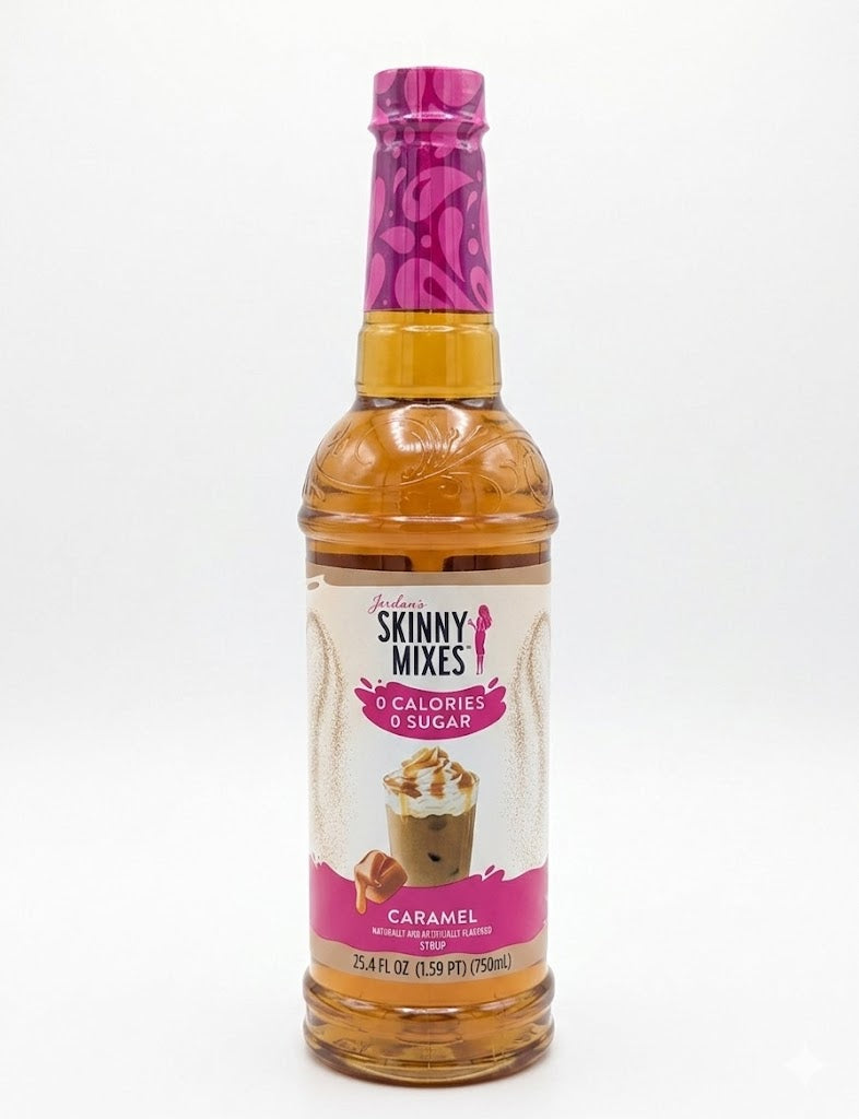 Bottle of Jordan's Skinny Mixes Caramel syrup in a 750ml bottle