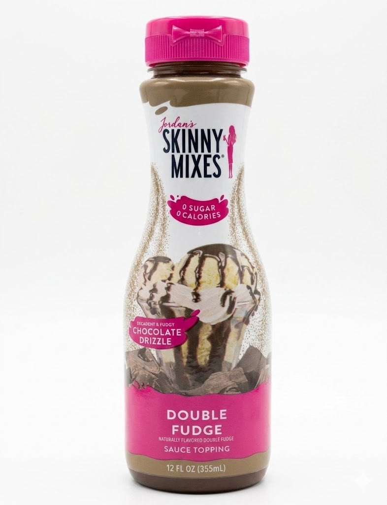 Bottle of Jordan's Skinny Mixes Double Fudge sauce in a 12fl oz bottle