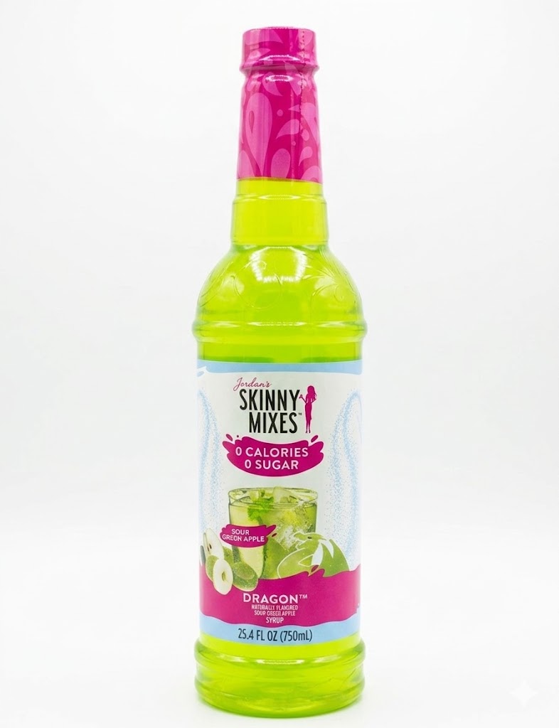 Jordan's Skinny Mixes dragon flavor syrup in a bottle