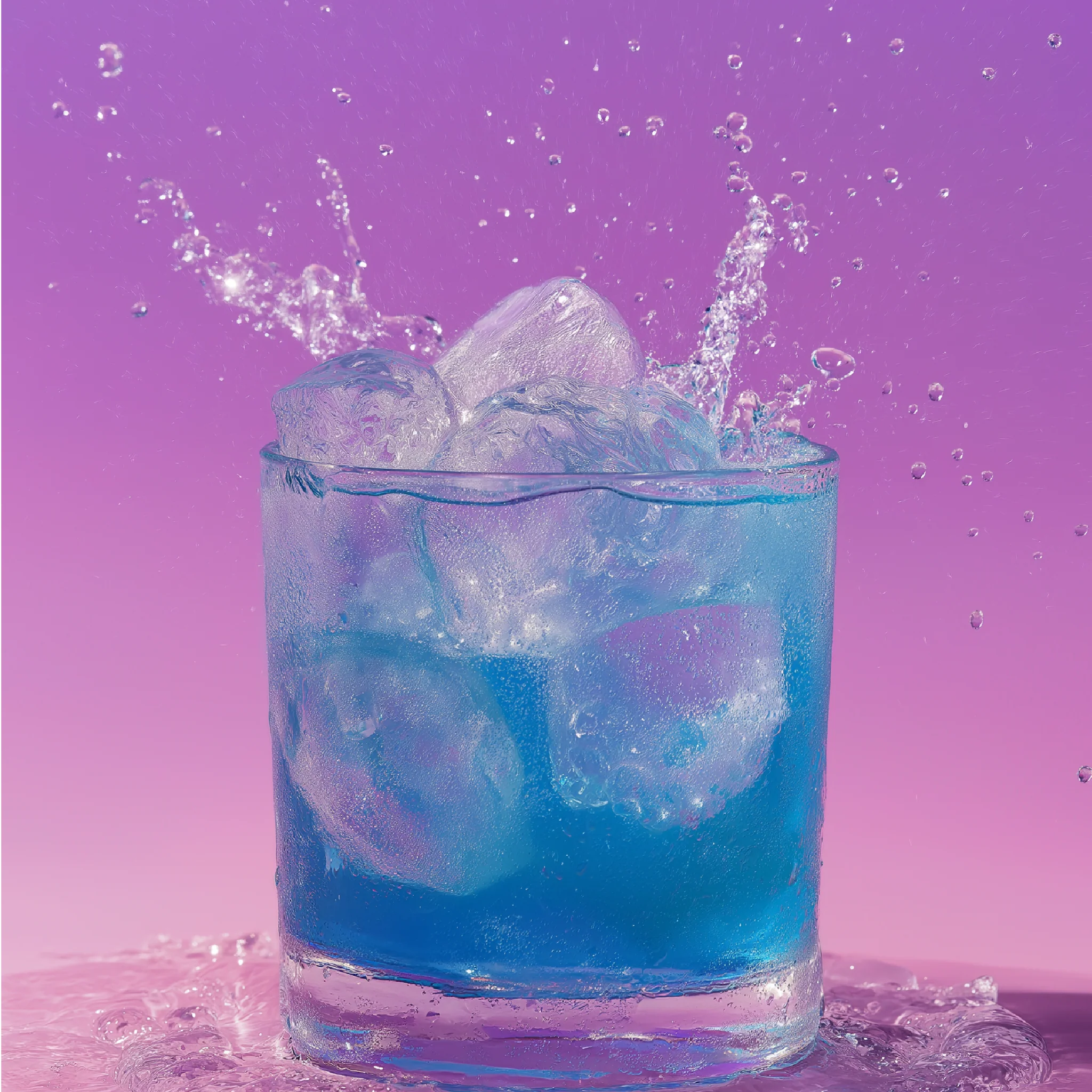 Glass of Jordan's Skinny Mix Mermaid Hydration flavored water with ice cubes 
