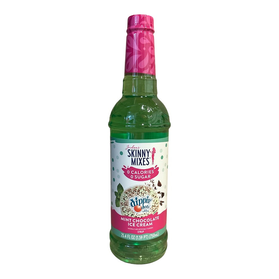 A bottle of Jordan's Skinny Mix 750ml  Dippin Dots Mint chocolate ice cream syrup 