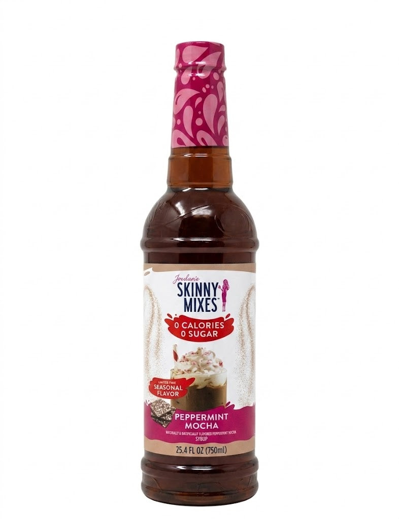 Jordan's Skinny Mixes Peppermint Mocha syrup in a bottle