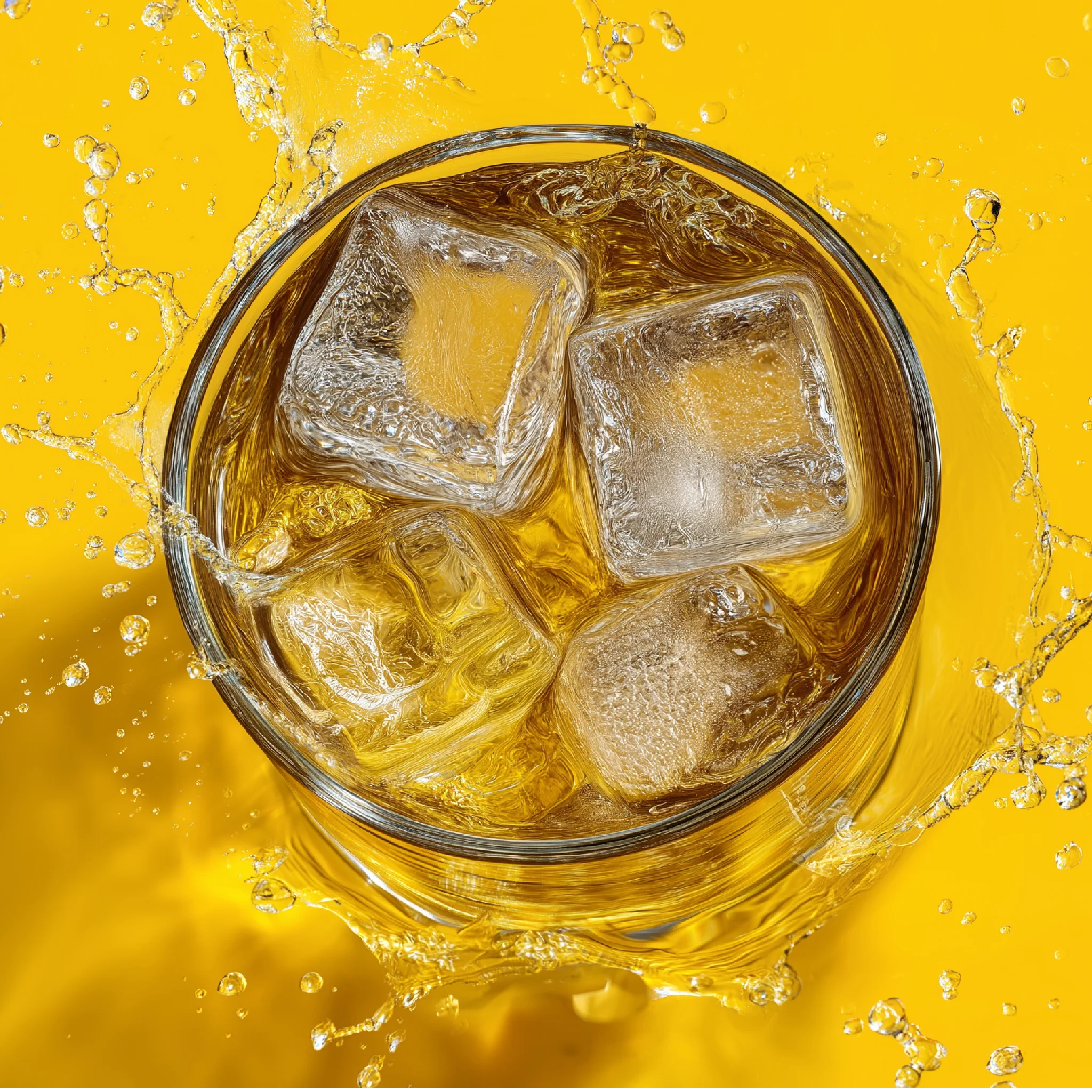 Jordan's Skinny Mix in the flavor Pineapple Whip Hydration in a glass with ice in it top view.