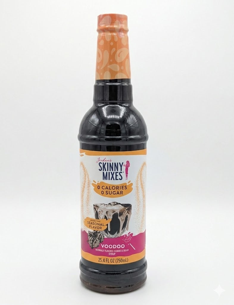 A bottle of Jordan's Skinny Mix Sugar Free Voodoo Syrup - 750ml.