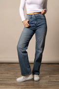 Kimes Ranch blue jeans in the style Mia and a white top.