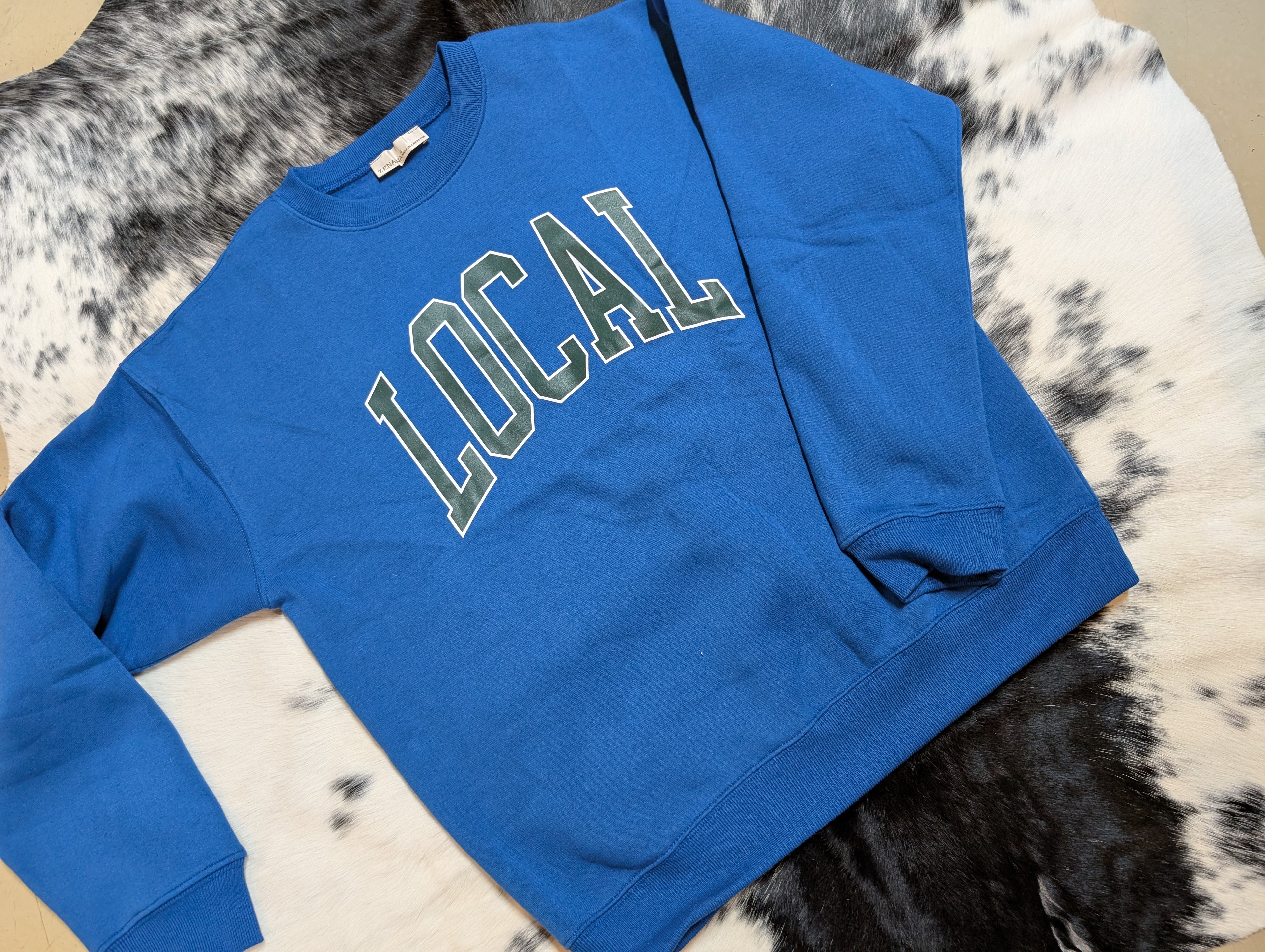 Zenana “LOCAL” Printed Fleece Round Neck Sweatshirt – Super Soft Cozy Pullover