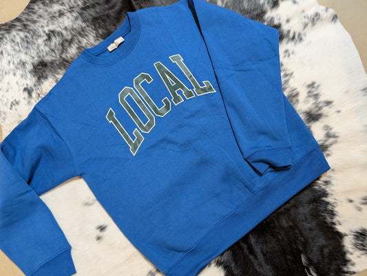 Zenana"Local" printed fleece round neck sweatshirts