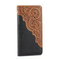Men’s Long Embossed Floral PU Leather Bifold Wallet