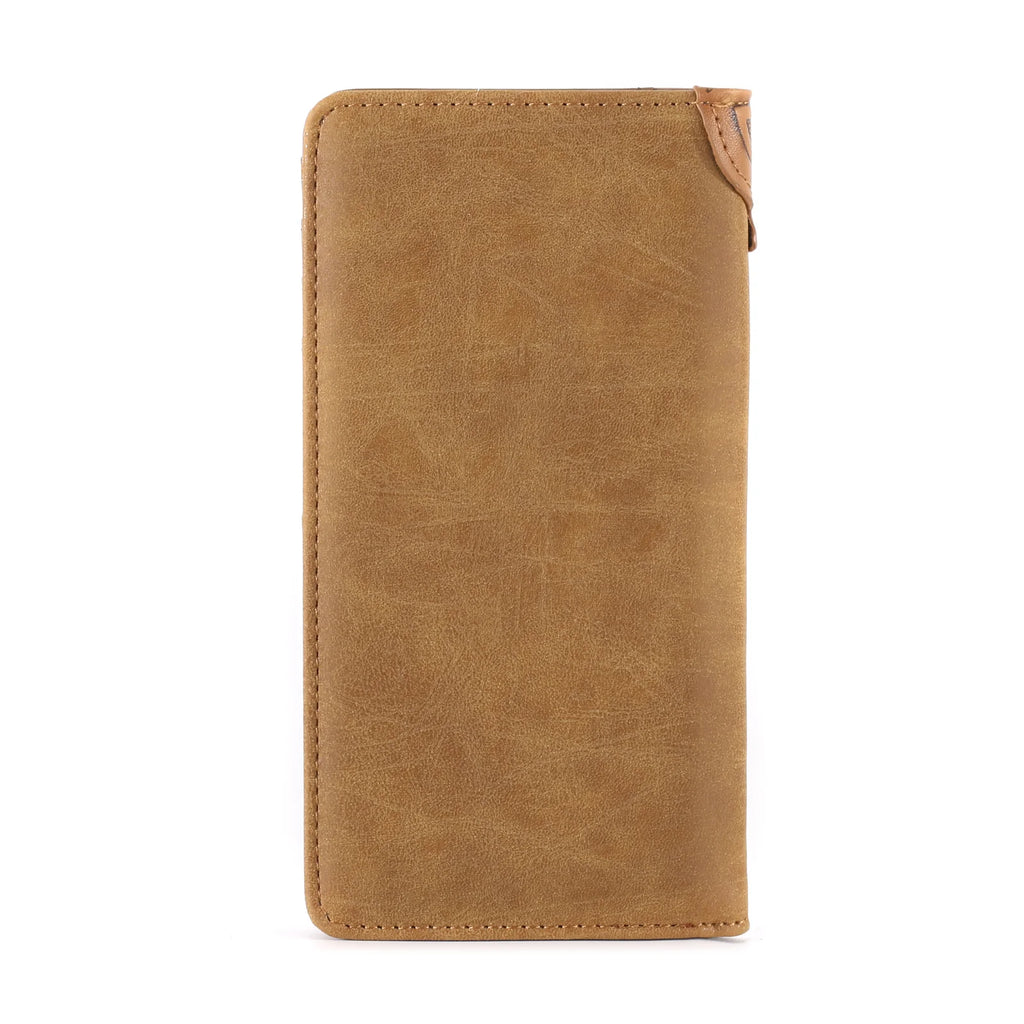 Brown leather wallet on a white background