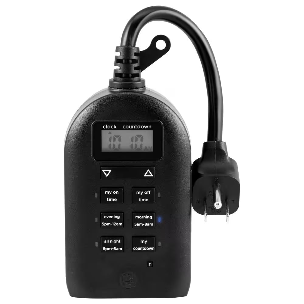 Simple Set Plug-In Dual Digital Indoor/Outdoor Timer with 2 Grounded Outlets