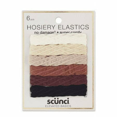 Scunci 6-pack soft hosiery fabric hair elastics in neutral tones

