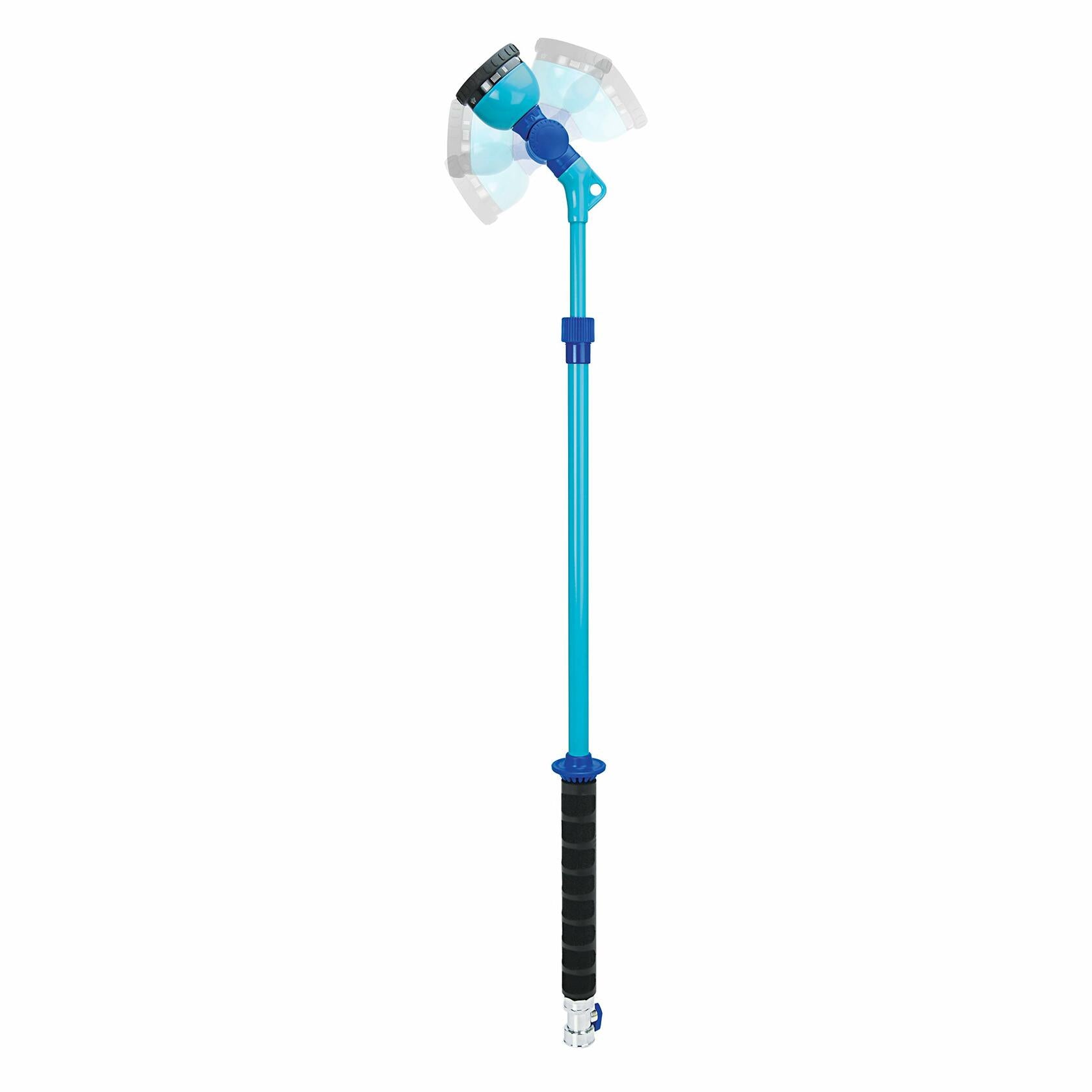 10-pattern watering wand extended to full 59-inch length for garden use