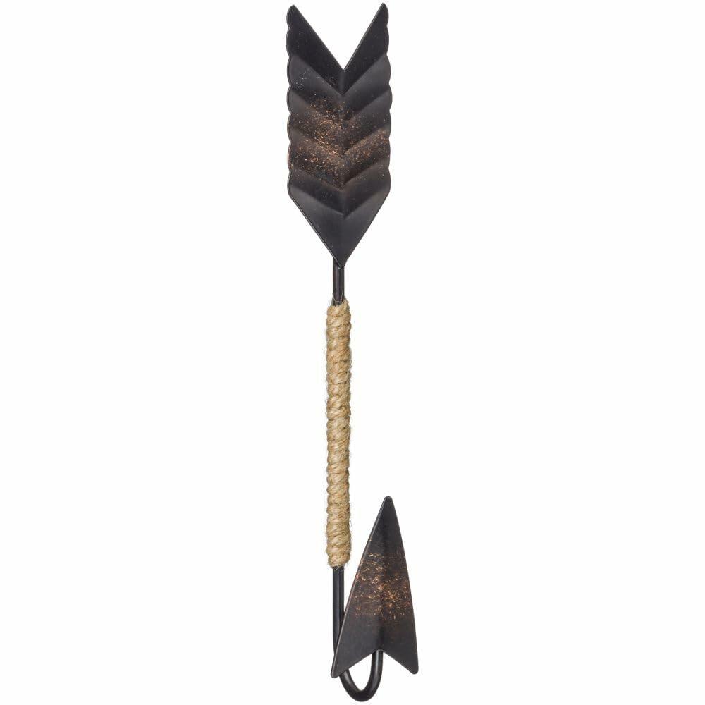 Rustic Single Arrow Wall Hook – Decorative Metal Hook with Twine Wrap
