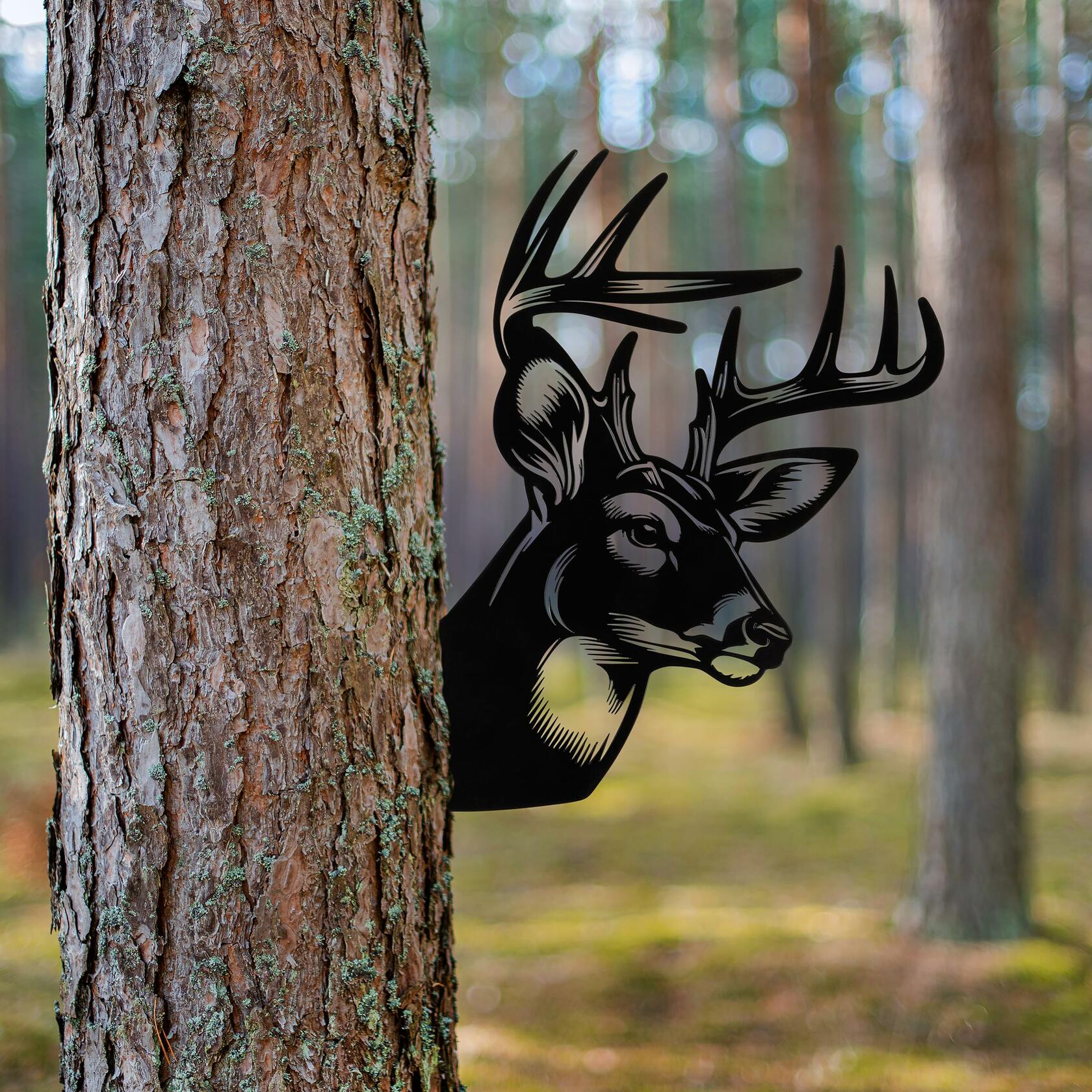 Metal stag wall décor with pre-drilled holes, adding nature-inspired charm to outdoor spaces.