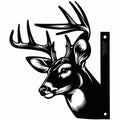 Rustic metal stag outdoor art piece from Lake & Cabin Collection mounted on tree for woodland décor.